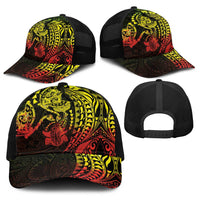 Hawaiian Manta Ray and Hammerhead Shark Tribal Tattoo Baseball Net Cap with Polynesian Tribal Pattern Reggae Style LT03 - Polynesian Pride