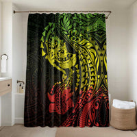 Hawaiian Manta Ray and Hammerhead Shark Tribal Tattoo Bathroom Set with Polynesian Tribal Pattern Reggae Style