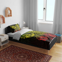 Hawaiian Manta Ray and Hammerhead Shark Tribal Tattoo Bedding Set with Polynesian Tribal Pattern Reggae Style LT03 - Polynesian Pride