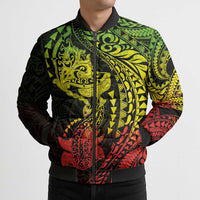 Hawaiian Manta Ray and Hammerhead Shark Tribal Tattoo Bomber Puffer Jacket with Polynesian Tribal Pattern Reggae Style LT03 - Polynesian Pride