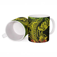 Hawaiian Manta Ray and Hammerhead Shark Tribal Tattoo Ceramic Mug with Polynesian Tribal Pattern Reggae Style LT03 - Polynesian Pride