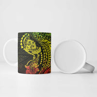 Hawaiian Manta Ray and Hammerhead Shark Tribal Tattoo Ceramic Mug with Polynesian Tribal Pattern Reggae Style LT03 - Polynesian Pride