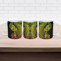 Hawaiian Manta Ray and Hammerhead Shark Tribal Tattoo Ceramic Mug with Polynesian Tribal Pattern Reggae Style LT03 - Polynesian Pride