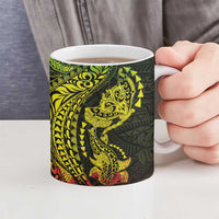 Hawaiian Manta Ray and Hammerhead Shark Tribal Tattoo Ceramic Mug with Polynesian Tribal Pattern Reggae Style LT03 - Polynesian Pride