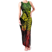 Hawaiian Manta Ray and Hammerhead Shark Tribal Tattoo Family Matching Tank Maxi Dress and Hawaiian Shirt with Polynesian Tribal Pattern Reggae Style