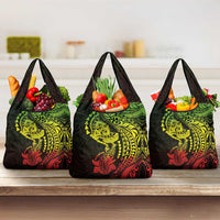 Hawaiian Manta Ray and Hammerhead Shark Tribal Tattoo Grocery Bag with Polynesian Tribal Pattern Reggae Style LT03 3-pack One Size Multicolor - Polynesian Pride