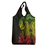 Hawaiian Manta Ray and Hammerhead Shark Tribal Tattoo Grocery Bag with Polynesian Tribal Pattern Reggae Style LT03 - Polynesian Pride