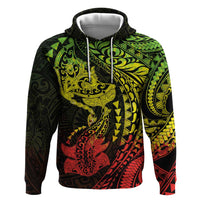 Hawaiian Manta Ray and Hammerhead Shark Tribal Tattoo Hoodie with Polynesian Tribal Pattern Reggae Style LT03 Pullover Hoodie Multicolor - Polynesian Pride