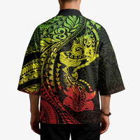 Hawaiian Manta Ray and Hammerhead Shark Tribal Tattoo Kimono with Polynesian Tribal Pattern Reggae Style LT03 - Polynesian Pride