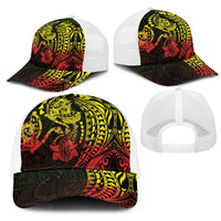 Hawaiian Manta Ray and Hammerhead Shark Tribal Tattoo Mesh Trucker Cap with Polynesian Tribal Pattern Reggae Style LT03 - Polynesian Pride