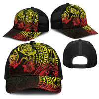 Hawaiian Manta Ray and Hammerhead Shark Tribal Tattoo Mesh Trucker Cap with Polynesian Tribal Pattern Reggae Style LT03 - Polynesian Pride