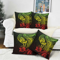 Hawaiian Manta Ray and Hammerhead Shark Tribal Tattoo Pillow Cover with Polynesian Tribal Pattern Reggae Style LT03 - Polynesian Pride