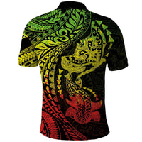 Hawaiian Manta Ray and Hammerhead Shark Tribal Tattoo Polo Shirt with Polynesian Tribal Pattern Reggae Style LT03 - Polynesian Pride