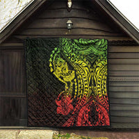 Hawaiian Manta Ray and Hammerhead Shark Tribal Tattoo Quilt with Polynesian Tribal Pattern Reggae Style LT03 - Polynesian Pride