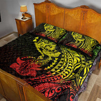 Hawaiian Manta Ray and Hammerhead Shark Tribal Tattoo Quilt Bed Set with Polynesian Tribal Pattern Reggae Style LT03 - Polynesian Pride