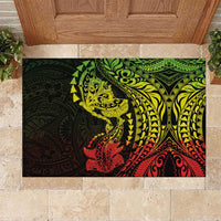 Hawaiian Manta Ray and Hammerhead Shark Tribal Tattoo Rubber Doormat with Polynesian Tribal Pattern Reggae Style LT03 Multicolor - Polynesian Pride