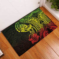 Hawaiian Manta Ray and Hammerhead Shark Tribal Tattoo Rubber Doormat with Polynesian Tribal Pattern Reggae Style LT03 - Polynesian Pride