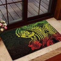 Hawaiian Manta Ray and Hammerhead Shark Tribal Tattoo Rubber Doormat with Polynesian Tribal Pattern Reggae Style LT03 - Polynesian Pride