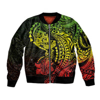 Hawaiian Manta Ray and Hammerhead Shark Tribal Tattoo Sleeve Zip Bomber Jacket with Polynesian Tribal Pattern Reggae Style LT03 Unisex Multicolor - Polynesian Pride