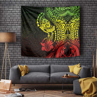 Hawaiian Manta Ray and Hammerhead Shark Tribal Tattoo Tapestry with Polynesian Tribal Pattern Reggae Style LT03 Multicolor - Polynesian Pride