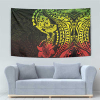 Hawaiian Manta Ray and Hammerhead Shark Tribal Tattoo Tapestry with Polynesian Tribal Pattern Reggae Style LT03 - Polynesian Pride