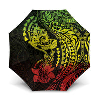 Hawaiian Manta Ray and Hammerhead Shark Tribal Tattoo Umbrella with Polynesian Tribal Pattern Reggae Style