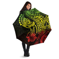 Hawaiian Manta Ray and Hammerhead Shark Tribal Tattoo Umbrella with Polynesian Tribal Pattern Reggae Style