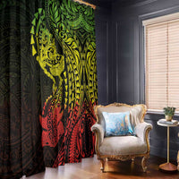 Hawaiian Manta Ray and Hammerhead Shark Tribal Tattoo Window Curtain with Polynesian Tribal Pattern Reggae Style LT03 - Polynesian Pride