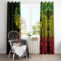 Hawaiian Manta Ray and Hammerhead Shark Tribal Tattoo Window Curtain with Polynesian Tribal Pattern Reggae Style LT03 - Polynesian Pride