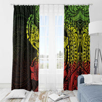 Hawaiian Manta Ray and Hammerhead Shark Tribal Tattoo Window Curtain with Polynesian Tribal Pattern Reggae Style LT03 - Polynesian Pride