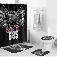 Super Samoa-Six Eight Five to The World Bathroom Set Traditional Samoan Tattoo Black Color LT03 Bathroom Set (4 pcs) Black - Polynesian Pride