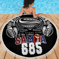 Super Samoa-Six Eight Five to The World Beach Blanket Traditional Samoan Tattoo Black Color LT03 - Polynesian Pride