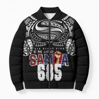 Super Samoa-Six Eight Five to The World Bomber Puffer Jacket Traditional Samoan Tattoo Black Color LT03 Unisex Black - Polynesian Pride