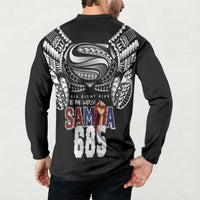 Super Samoa-Six Eight Five to The World Button Sweatshirt Traditional Samoan Tattoo Black Color LT03 - Polynesian Pride