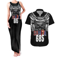 Super Samoa-Six Eight Five to The World Couples Matching Tank Maxi Dress and Hawaiian Shirt Traditional Samoan Tattoo Black Color