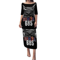Super Samoa-Six Eight Five to The World Family Matching Puletasi and Hawaiian Shirt Traditional Samoan Tattoo Black Color