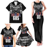 Super Samoa-Six Eight Five to The World Family Matching Tank Maxi Dress and Hawaiian Shirt Traditional Samoan Tattoo Black Color