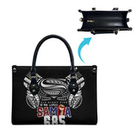 Super Samoa-Six Eight Five to The World Leather Bag Traditional Samoan Tattoo Black Color LT03 - Polynesian Pride