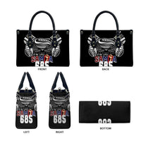 Super Samoa-Six Eight Five to The World Leather Bag Traditional Samoan Tattoo Black Color LT03 - Polynesian Pride