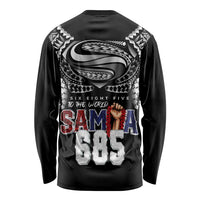 Super Samoa-Six Eight Five to The World Long Sleeve Shirt Traditional Samoan Tattoo Black Color