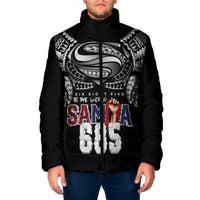 Super Samoa-Six Eight Five to The World Padded Jacket Traditional Samoan Tattoo Black Color LT03 Men Black - Polynesian Pride