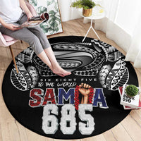 Super Samoa-Six Eight Five to The World Round Carpet Traditional Samoan Tattoo Black Color LT03 - Polynesian Pride