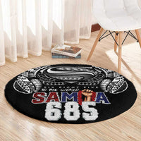 Super Samoa-Six Eight Five to The World Round Carpet Traditional Samoan Tattoo Black Color LT03 - Polynesian Pride