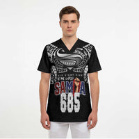 Super Samoa-Six Eight Five to The World Scrub Top Traditional Samoan Tattoo Black Color LT03 - Polynesian Pride