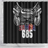 Super Samoa-Six Eight Five to The World Shower Curtain Traditional Samoan Tattoo Black Color LT03 - Polynesian Pride