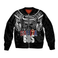 Super Samoa-Six Eight Five to The World Sleeve Zip Bomber Jacket Traditional Samoan Tattoo Black Color LT03 Unisex Black - Polynesian Pride