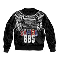 Super Samoa-Six Eight Five to The World Sleeve Zip Bomber Jacket Traditional Samoan Tattoo Black Color LT03 - Polynesian Pride
