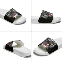 Super Samoa-Six Eight Five to The World Slide Sandals Traditional Samoan Tattoo Black Color LT03 - Polynesian Pride