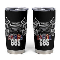 Super Samoa-Six Eight Five to The World Tumbler Cup Traditional Samoan Tattoo Black Color LT03 Black - Polynesian Pride