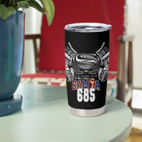 Super Samoa-Six Eight Five to The World Tumbler Cup Traditional Samoan Tattoo Black Color LT03 - Polynesian Pride